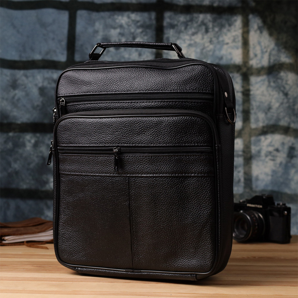 Сумка мужская с ручкой для переноса в руке из натуральной кожи Черный (Vintage) Киев - изображение 3