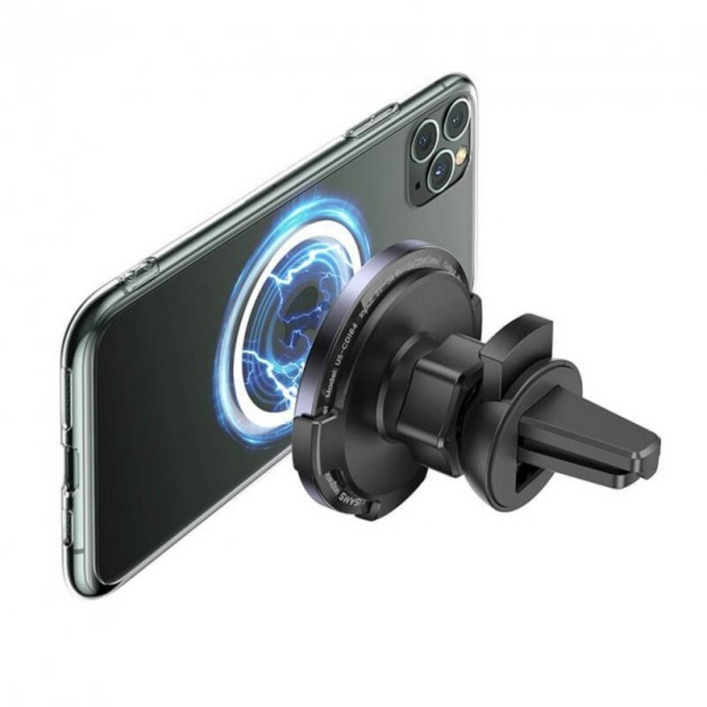 Тримач для мобільного з БЗП Usams US-CD164 Ultra-Slim Magnetic Car Wireless Charger 15W Black Киев - изображение 3