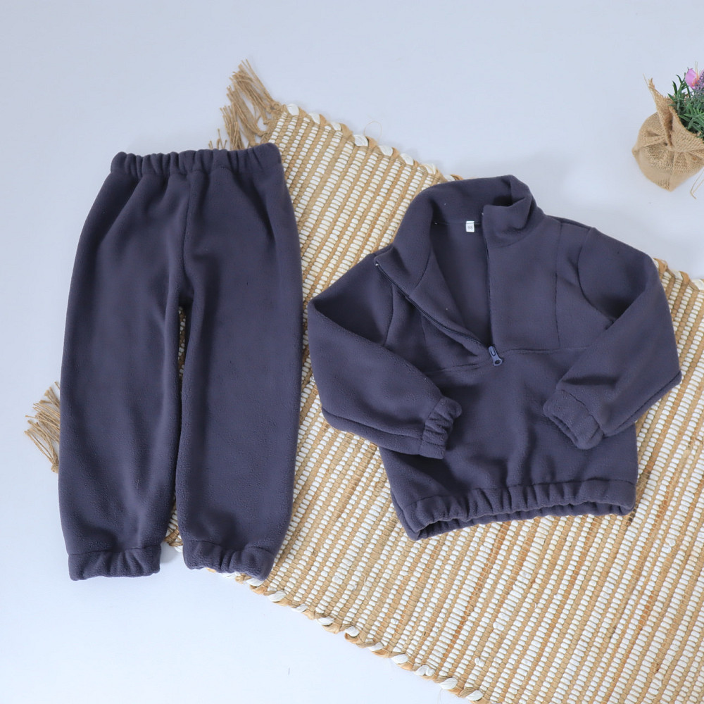 Детский теплый Флисовый термо костюм (толстовка + штаны) Темно-синий 92 Каменец-Подольский - изображение 1