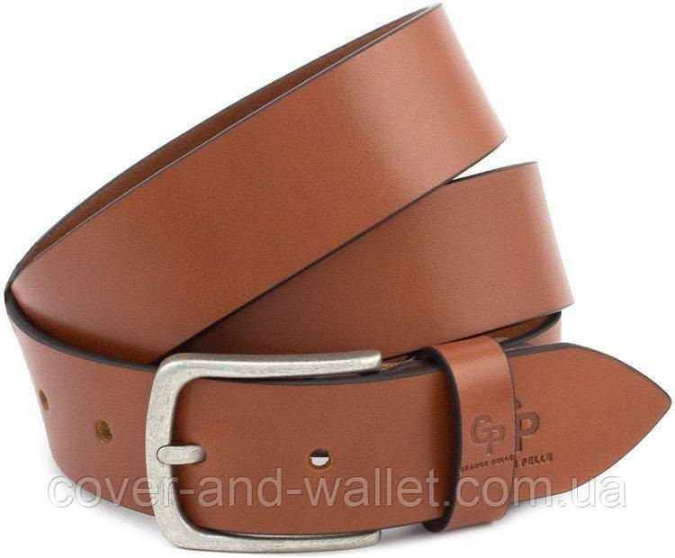Светло-коричневый мужской кожаный ремень для джинсов или брюк 40мм Grande Pelle Classico Киев - изображение 1