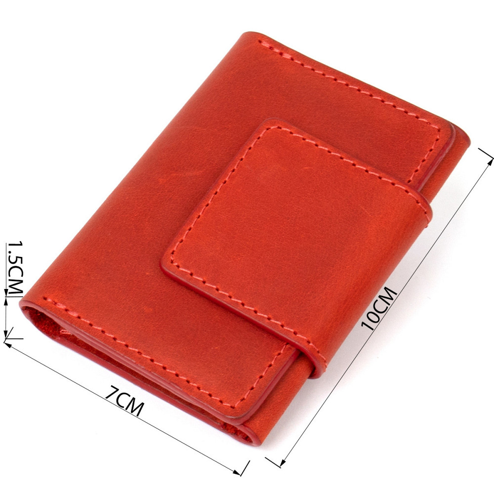 Шкіряна вінтажна візитниця Червоний (GRANDE PELLE) Київ - фото 7