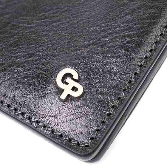 Стильне портмоне з накладною монетницею з натуральної шкіри GRANDE PELLE 11643 Чорний Київ