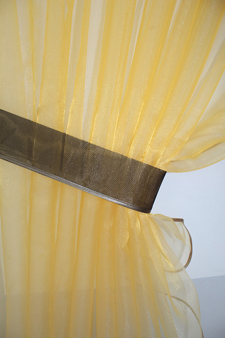 Кухонные шторки VR-Textil № 101к с подвязками золотистый с венге 345х170 см (52-0421) Киев - изображение 4