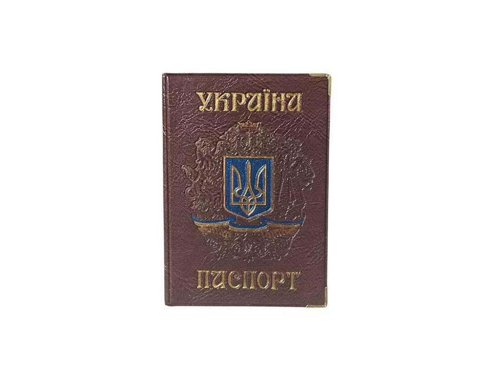 Обкладинка для паспорта 130-Ра Україна бордовий КОЗАК герб, кожзам ТМ ЛЮКС КОЛОР Київ - фото 1