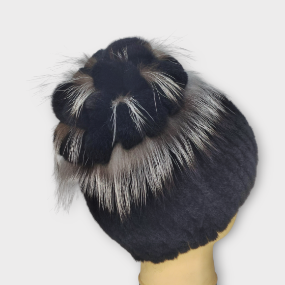 Шапка меховая женская цветок Rex Мишель Черный Харьков