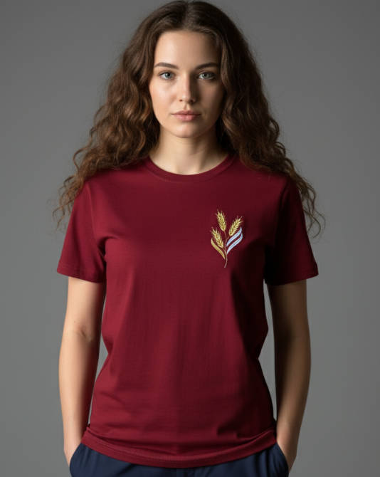 Женская яркая вышитая футболка вышиванка бордовая с пышным колоском 2XL Киев - изображение 1