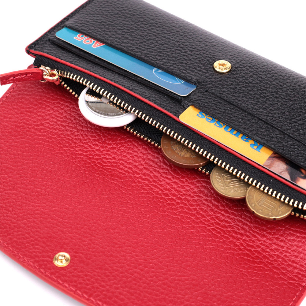 Женский кошелек с треугольным клапаном из натуральной кожи Tony Bellucci 22860 Черный Киев - изображение 6