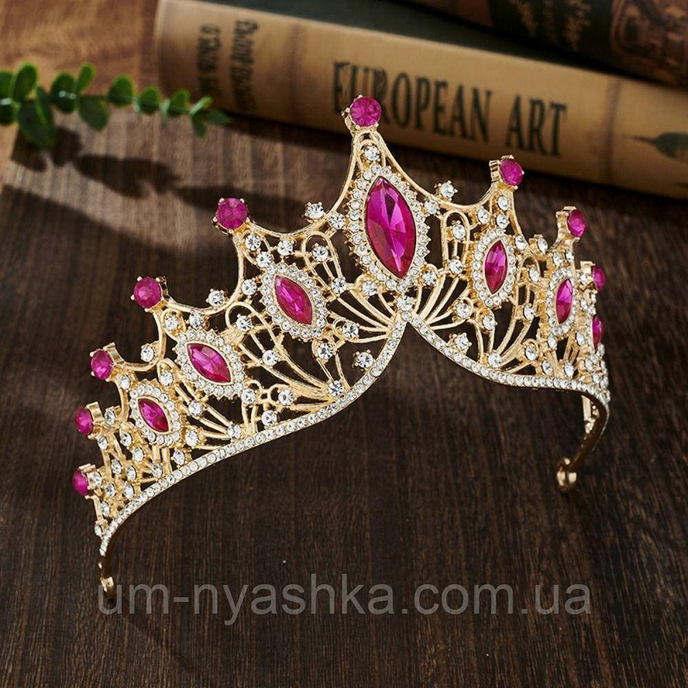 Диадема на обруче Корона малиновая с камнями Кривой Рог - изображение 1