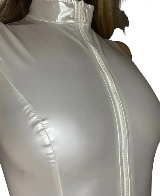 Лакований комбідрес білий “Зухвала Стелла” XS/S, блискавка на все тіло Львов - изображение 2