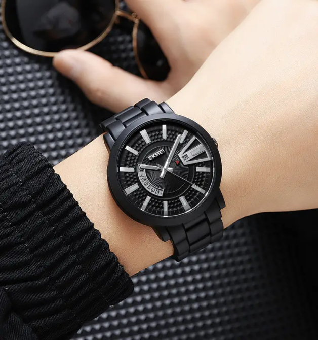 Мужские часы Skmei 1985 на браслете (Черные с серебристым) Винница - изображение 8