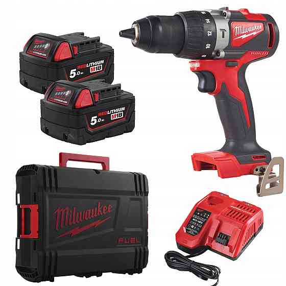 Дриль-шуруповерт з ударом акумуляторний MILWAUKEE, M18 BLPD2-502X (зарядний пристрій М12-18 С, 2 акумулятори М18 В5 5Аг, HD кейс Одеса