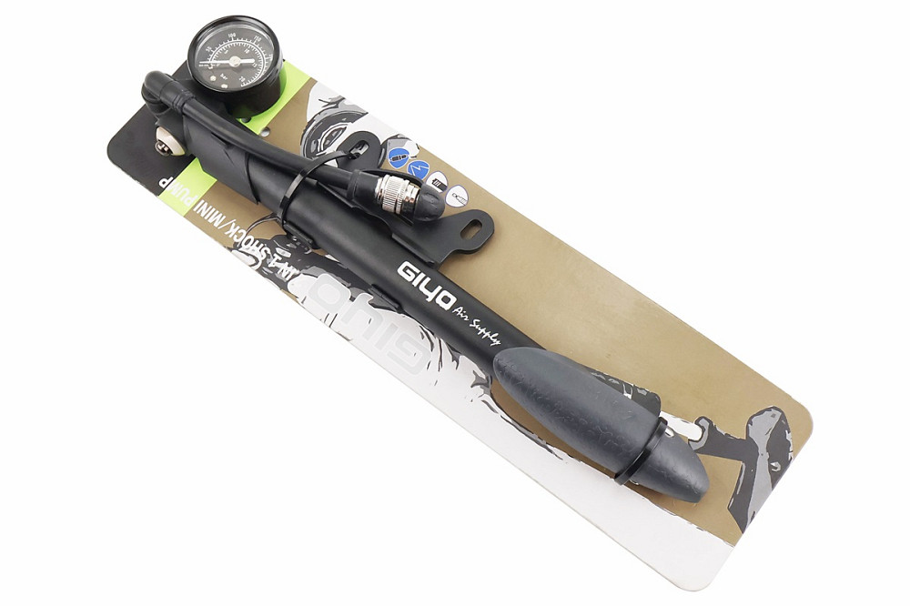 Насос алюмінієвий високого тиску 300 psi/20 bar з манометром, для повітряних амортизаторів і виделок, чорний GS-41P Киев - изображение 1