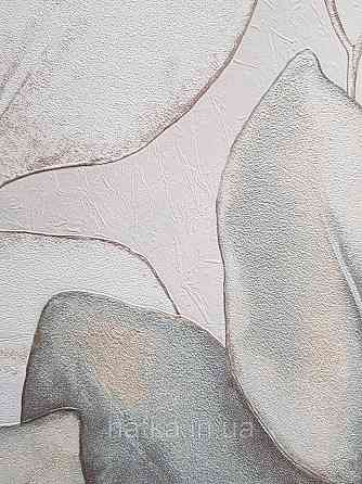 Обои виниловые на флизелиновой основе Rasch Incanto 1.06х10 листья крупные бирюзовые белые золотистые Киев