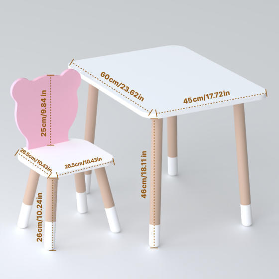 Дитячий стіл і стілець "Медвежа" білий з рожевим Київ