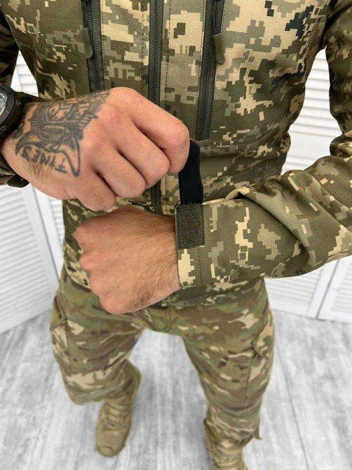 Осіння тактична чоловіча куртка піксель софтшел XXXL Одеса - фото 11
