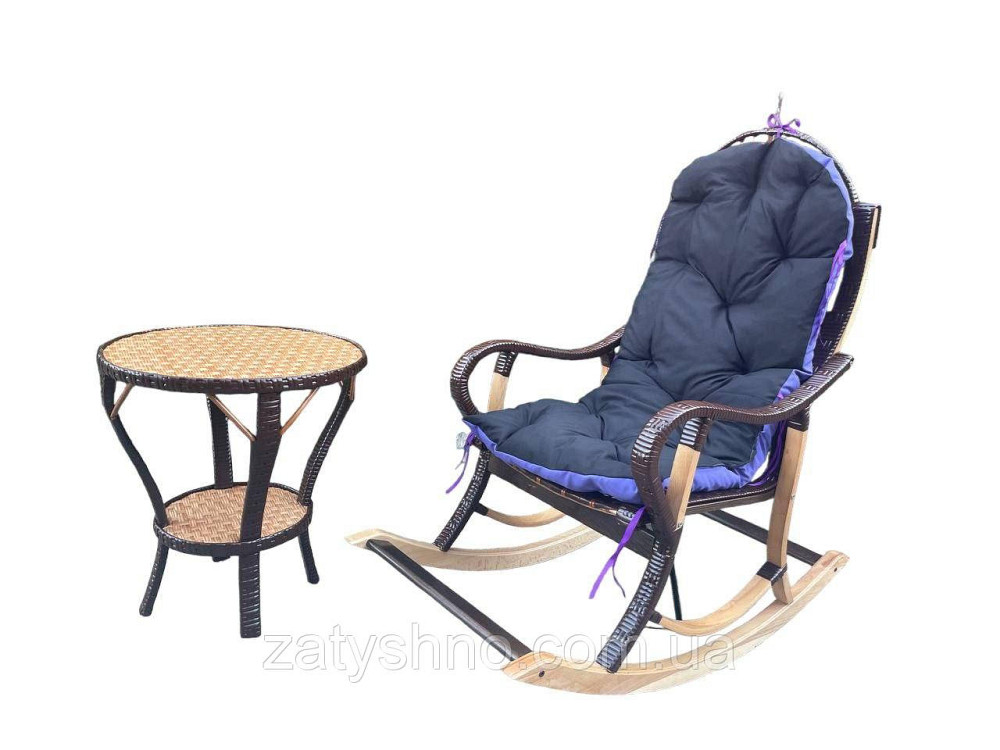 Комплект мебели плетеной из лозы кресло-качалка со столиком Киев - изображение 5