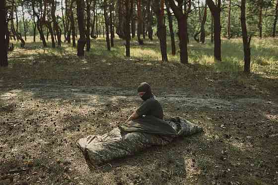 Військовий теплий спальний мішок піксель на флісі розміром 220*100 см з ковдрою та капюшоном для військовослужбовців   WAR Львів