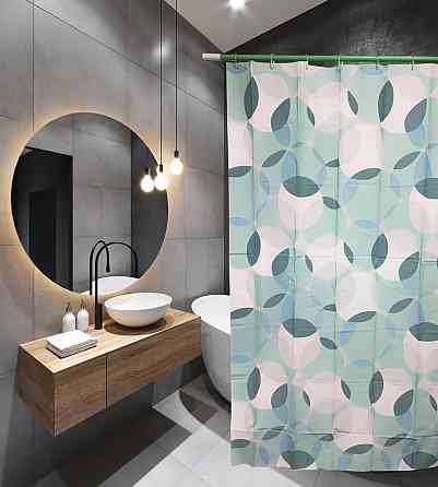 Шторка для ванны из полиэстера водонепроницаемая Bathlux 180x180 см с кольцами, занавеска для ванной комнаты Каменец-Подольский