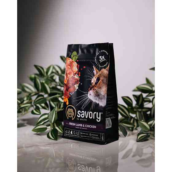 Сухой корм Savory для стерилизованных кошек, со свежим ягненком и курицей, 400 г Винница