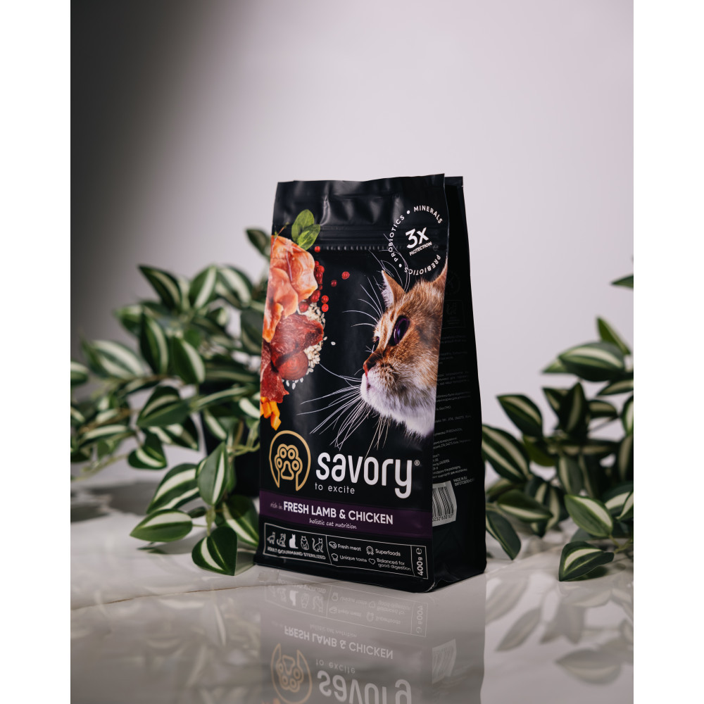 Сухой корм Savory для стерилизованных кошек, со свежим ягненком и курицей, 400 г Винница - изображение 5
