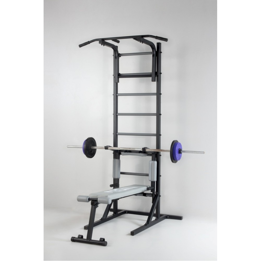 Шведская стенка передвижная Universal Grey универсальная без креплений со скамьей для пресса турник брусья Каменское - изображение 7