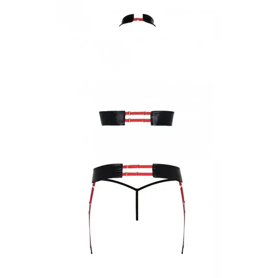Комплект жіночої білизни з ремінців Passion AZIZA S/M, red, бюстгальтер, пояс, стринги Львів