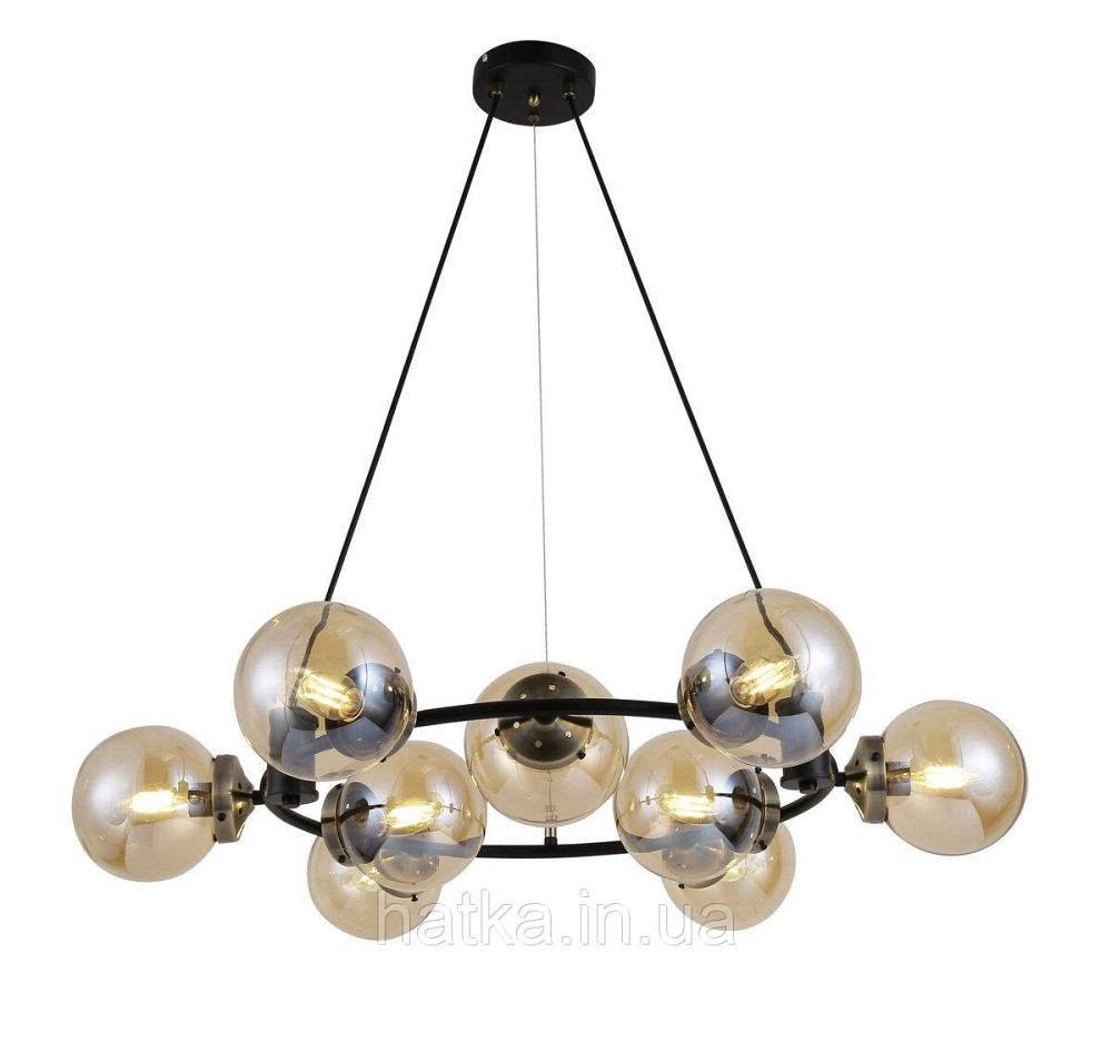 Люстра підвісна 74405/9 Antique Brass + Matte black на 9 плафонів Київ - фото 1