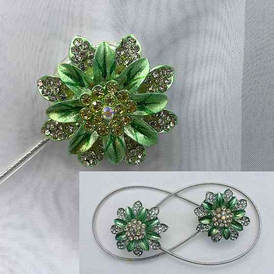 Магніти для штор та гардин "Flowers" набір 2 шт М'ятний (81-194) Київ