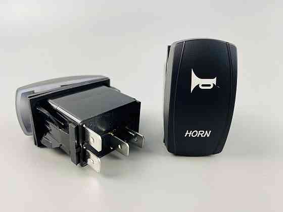 Клавіша вимикач ON-OFF-ON, 4 ніжки, синя підсвітка, малюнок — "сигнал додатковий". Мукачево