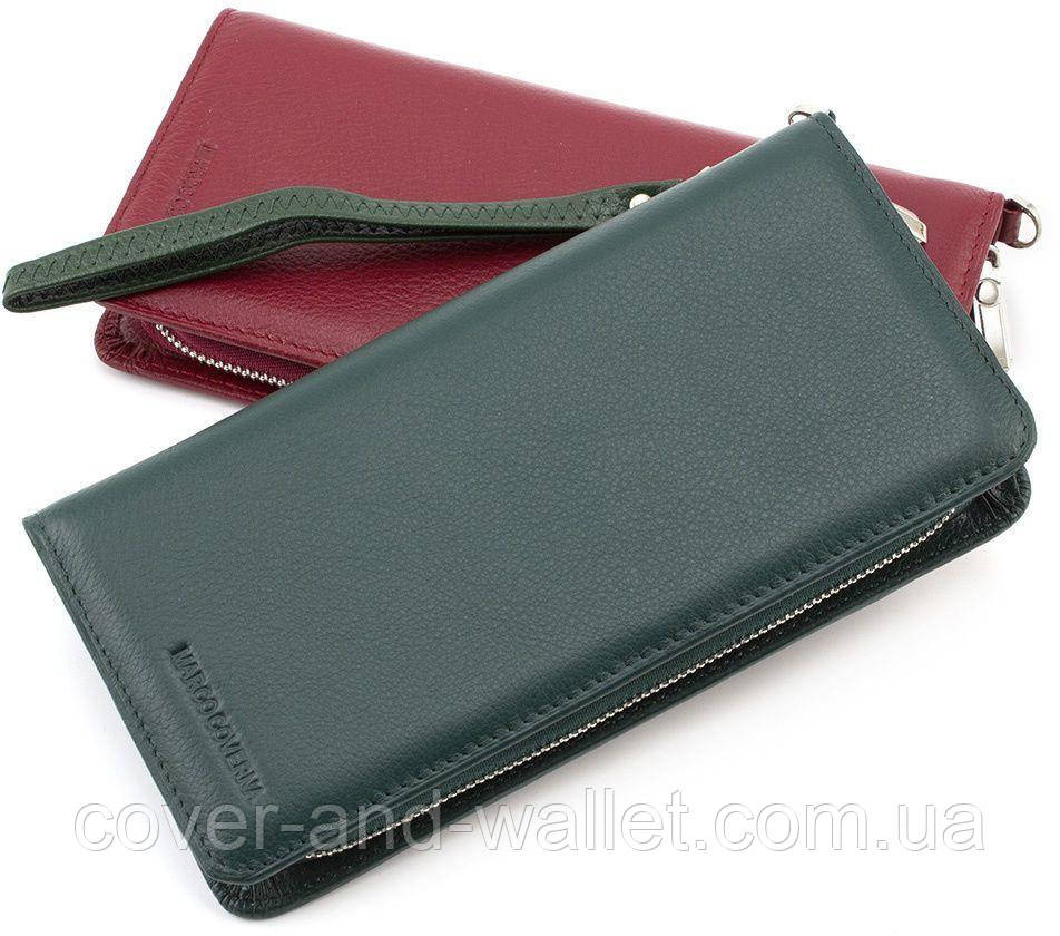 Жіночий шкіряний гаманець клатч на блискавці зеленого кольору Marco Coverna MC 6056 Київ - фото 2