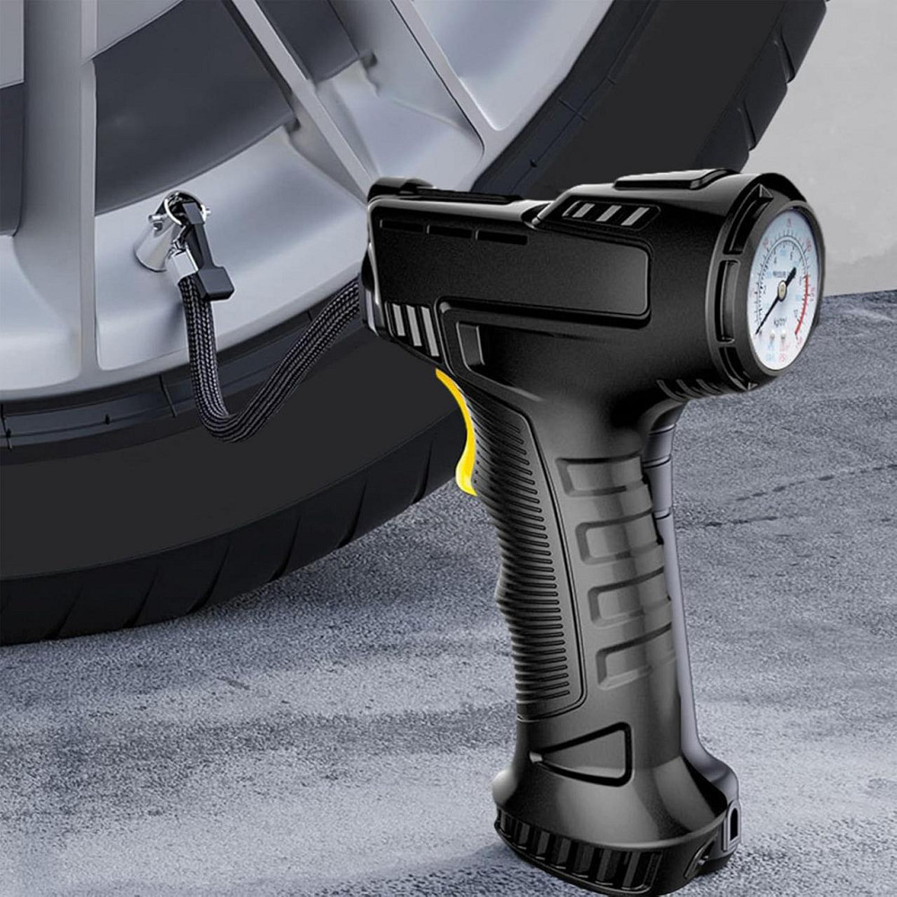 Портативний провідний компресор для шин 120 Вт, швидкий 12V насос, з манометром і LED-ліхтарем Київ - фото 4