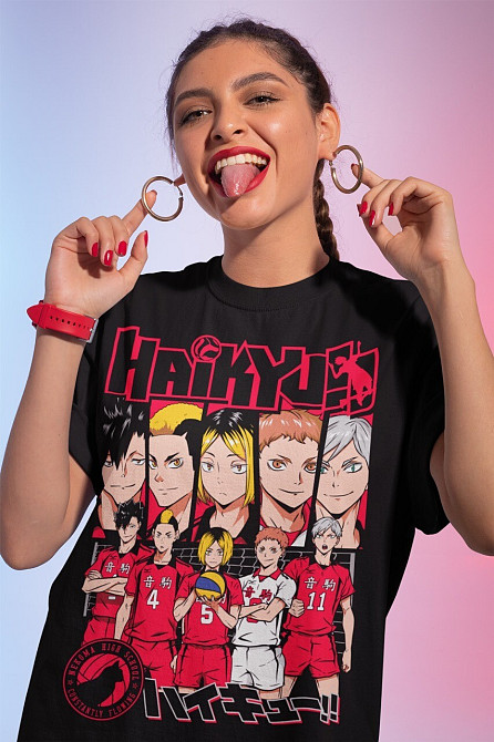 Футболка аниме Хайкю оверсайз (S/M/L) Черний AnimeJ0351 Днепр - изображение 1