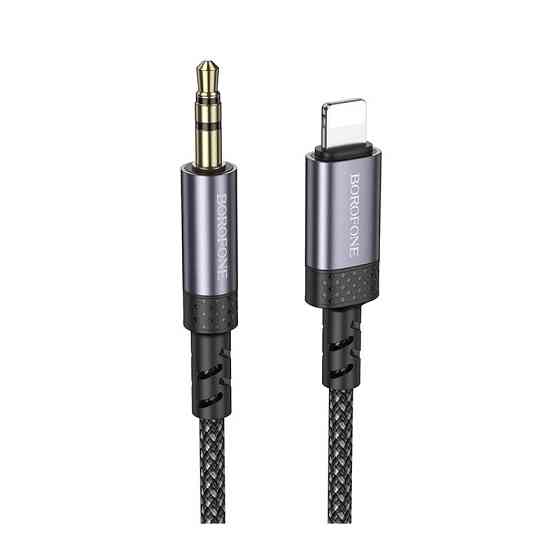 Аудиокабель BOROFONE BL24 iP to 3.5mm male, nylon braid, 1m, Metal Grey Одесса