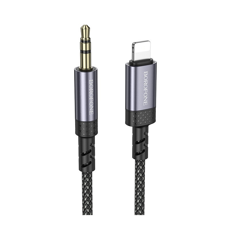 Аудиокабель BOROFONE BL24 iP to 3.5mm male, nylon braid, 1m, Metal Grey Одесса - изображение 1