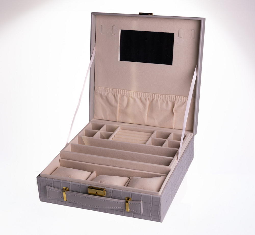 Скринька для прикрас з еко шкіри 2 яруси Сірий HP-5-35G Коломыя - изображение 4