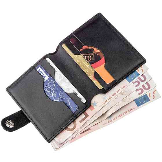 Портмоне вертикальное мужское кожаное Черное (SHVIGEL) Киев