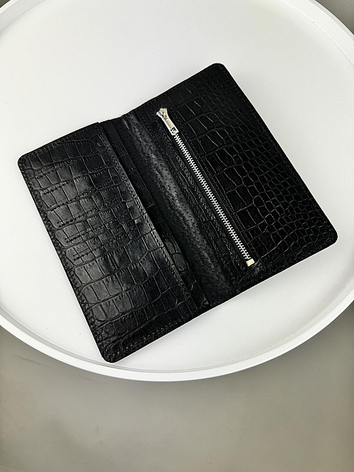 Мужской кожаный портмоне с тиснением под крокодила SR019 (Черный) Сумы - изображение 2