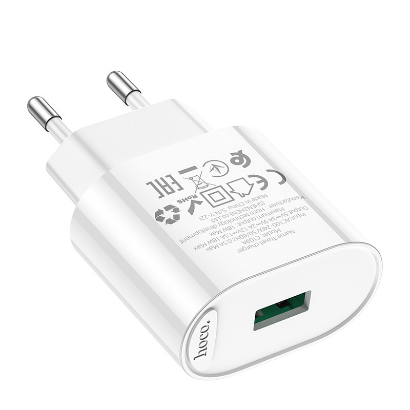 Мережевий зарядний пристрій HOCO C109A Fighter single port QC3.0 charger set, колір білий 6931474784810 Одеса - фото 5