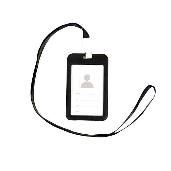 Бейдж на шнурку, вертикальний, колір чорний – ATIS, 111 x 69 x 5 мм Киев