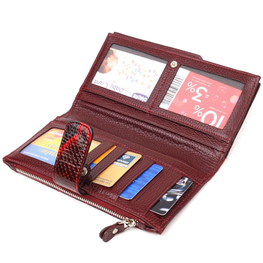 Необычный женский кошелек из натуральной кожи с тиснением под змею CANPELLINI 21647 Разноцветный Киев - изображение 5