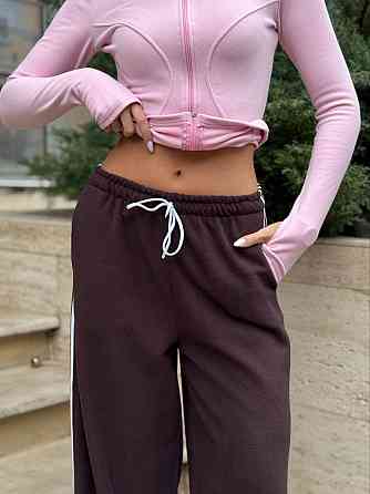 Женские стильные теплые штаны оверсайз с лампами флис,, polar’’ Шоколад, 42/44 Одесса