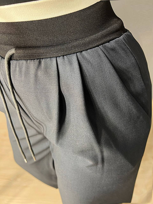 Брюки жіночі A-N 25110 палаццо широкі висока талія на резинці зі шнурком графіт, графіт, M Київ - фото 12