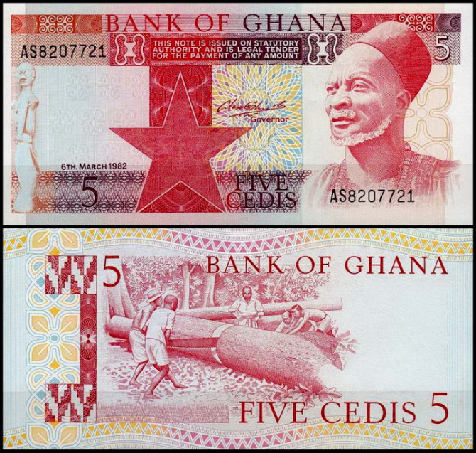 Гана/Ghana 5 Cedi 1980 Pick 19 UNC Полтава - изображение 1