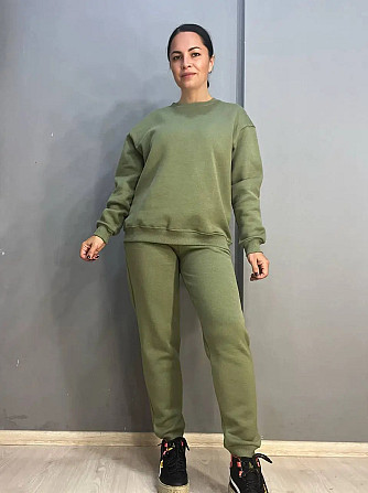 Свитшот женский Pepper&mint 24-14 базовый простой удлиненный оверсайз хаки, хаки, L Одесса - изображение 6