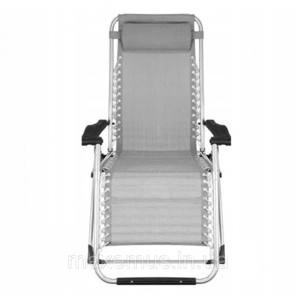 Раскладное кресло шезлонг туристический Bonro BG-007 серый Садовый лежак пляжный шезлонг Мостиська - фото 3