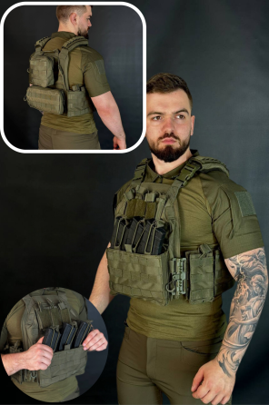 Плитоноска олива yakeda зі швидким скиданням штурмова чоловіча плитоноска з 9 сумками   WAR Львів