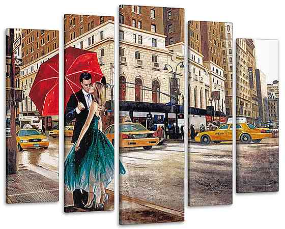 Модульная картина Влюбленная пара под зонтиком Art-252_5 ( 80х118см ) 99x140 см Киев