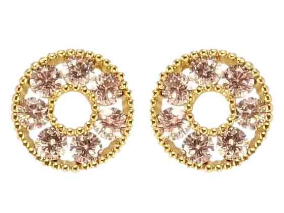 Сережки пусети QQMM позолота 14K Кільця з цирконієм ø 9мм 106220 ТМ XUPING Київ