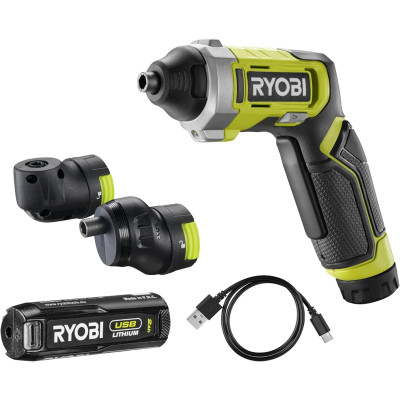 Викрутка акумуляторна Ryobi RSD4-120TA2, USB Lithium, 4V, 1х2Ah, 5Нм, 200об/хв, 2 насадки ,10 біт, кейс (5133006211) Вінниця - фото 1