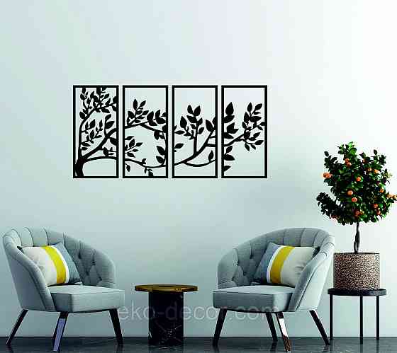 Декоративне настінне Панно «Весна», Декор на стіну 90*187 см, Чорний Київ